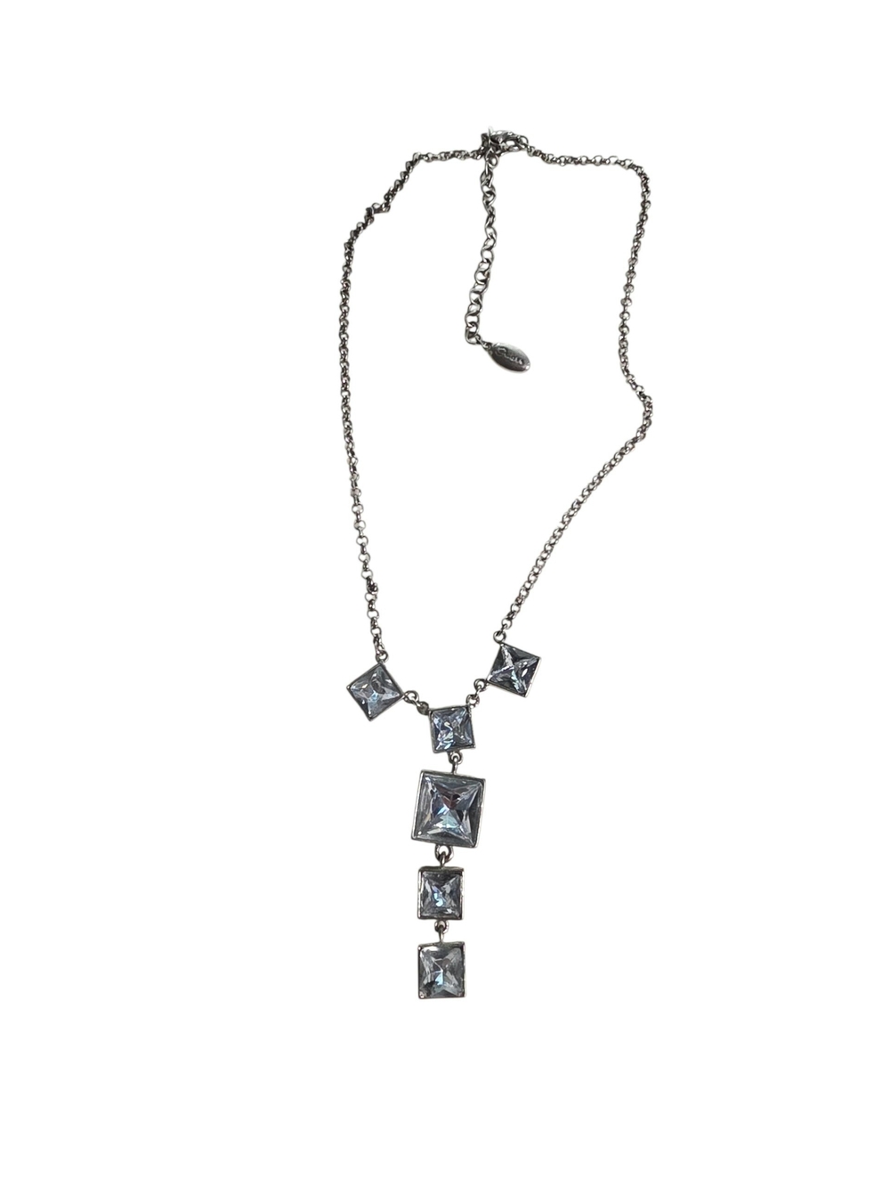 Guess Silver Crystal Drop Necklace - Women's Jewelry